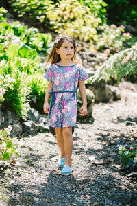 Freya Shift Dress with tie - Pink Blooms